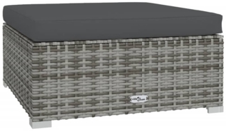 vidaXL Garten-Fußhocker mit Kissen Grau 70x70x30 cm Poly Rattan 317514
