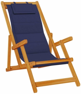 vidaXL Klappstuhl mit Armlehnen Blaues Akazienholz & Textilene 4108069