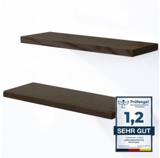 LAMO Manufaktur Wandregal LAMO Manufaktur 2 Stück Wandregal aus Holz 2x 42cm, Schweberegal Massiv 100% Echtholz, Wandregale SET 4 Gerade Farbe: Schwarz