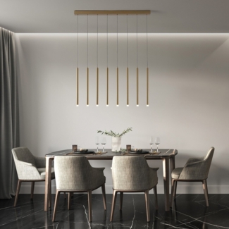 Nova Luce 9287930 TRIMLE LED Pendelleuchte 8-flammig 3000K Gold
