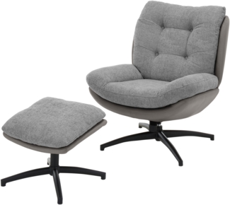 DIBBA Loungesessel inkl. Hocker - Grau