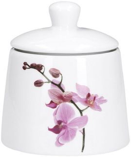van Well Milch- und Zuckerset Zuckerdose Kyoto Orchidee 28cl, Porzellan