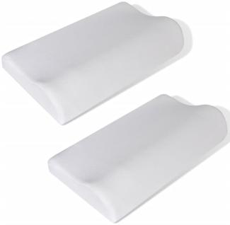 vidaXL Orthopädisches Memory-Kissen, 2er Set, Polyester weiß, 50 x 30 x 7 / 10 cm