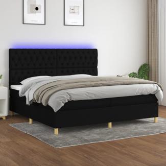 Boxspringbett mit Matratze & LED Stoff Schwarz 200 x 200 cm, Härtegrad: H2 [3135703]