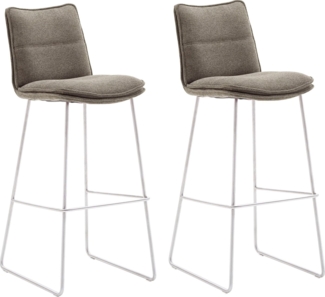 2er Set Barhocker Hampton - Cappuccino / Edelstahl