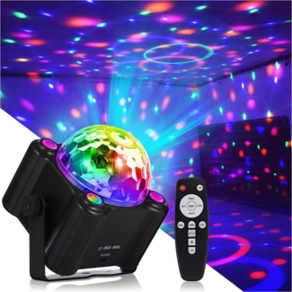 Jibenhome LED Discolicht RGB LED Musikgesteuert DJ Party licht mit Fernbedienung, USB, 3 geräuschaktivierten Modi, 6 Farben mit 2 UV-Lichtern