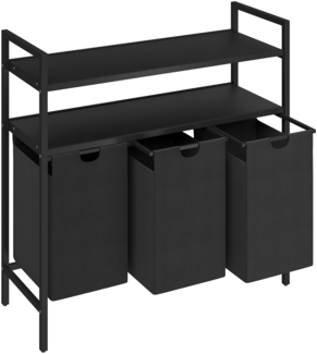 STEELSØN 'Rigil' Wäschesammler, 3 Wäschesäcke, schwarz, 2 MDF Ablageflächen