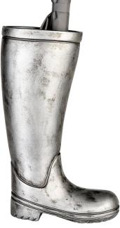 Casablanca Schirmständer, Gummistiefel, "Stiefel", Keramik, silberfarben, , L. 11 cm, B. 26 cm, H. 45 cm 56185