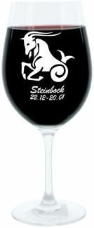 Leonardo Weinglas 400 ml, Motivglas, Sternzeichen Steinbock, Geschenk, Stimmungsglas mit Gravur, Moodglas, 22 cm