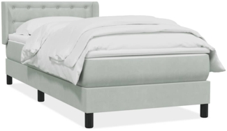 vidaXL Boxspringbett mit Matratze Hellgrau 80x220 cm Samt 3318471