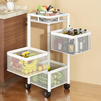 GarveeMore Rollwagen Beistellwagen Servierwagen Susi mit 3/4/5 Körben, Rollwagen, Steigen Servierwagen mit Ablagekörben