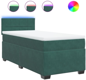 vidaXL Boxspringbett mit Matratze Dunkelgrün 80x200 cm Samt 3288465