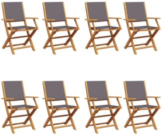 vidaXL Gartenstühle 8 Stk. Klappbar Anthrazit Stoff und Massivholz 3214579