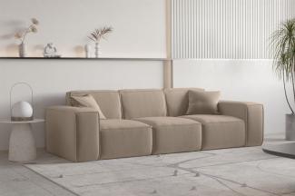 Sofa Designersofa CELES PREMIUM 3-Sitzer in Stoff Opera Velvet Sand