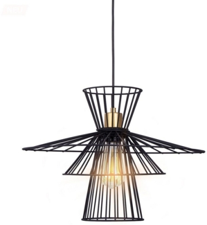 Hängeleuchte, Metalldraht, schwarz, D 45 cm