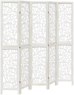 vidaXL 5-tlg. Raumteiler Weiß Massivholz Paulownia 358743
