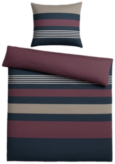 Casa Colori Bettwäsche Kuschelige Flanell Bettwäsche 135x200 cm gestreift, Biber, 2 teilig, 100% Baumwolle