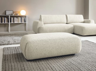 Vente-unique - Hocker - melierter Stoff - Beige - MONELIA