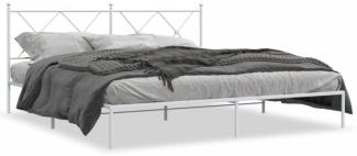 vidaXL Bettgestell mit Kopfteil, Metall weiß, 183x213 cm