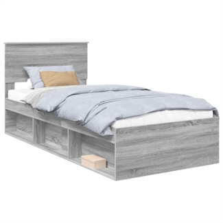vidaXL Bettrahmen mit Kopfteil Graues Sonoma 75x190 cm Holzwerkstoff 3407945