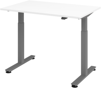 bümö elektrisch höhenverstellbarer Schreibtisch weiß 120x80 cm, Gestell: Graphit - Büroschreibtisch höhenverstellbar elektrisch, elektrischer Bürotisch & Gaming Tisch, Stehschreibtisch, XMST-12-W-G