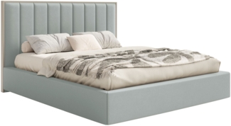 Selsey 'Togents' Polsterbett 140x200 mit Veloursbezug und Bettkasten, Salbeigrün