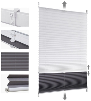 Sekey Plissee Day+Night Doppelplissee Verdunkelung ohne Bohren verspannt Lichtschutz, ohne Bohren, Klemmfix, Lichtdurchlässig und 100% verdunkelnd – Verdunkelung frei umschaltbar