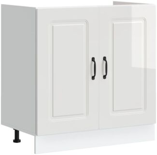 Spülenunterschrank, Küchenschrank Kalmar Hochglanz-Weiß 80x46x81,5 cm de5659