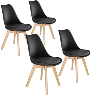 tectake Esszimmerstuhl Küchenstuhl Frederikke ergonomisch, mit Filzgleiter, 49x53x82 cm (Set, 4 St), Strapazierfähige Polsterung für großen Sitzkomfort