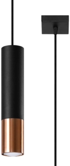 Pendelleuchte, Schwarz, Kupfer, Stahl, H 100 cm