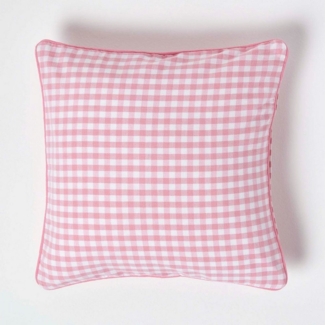 Homescapes Kissenhülle Gingham-Kissenbezug aus Baumwolle, 45x45 cm, rosa