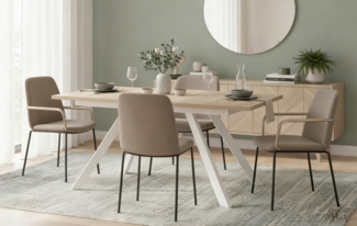 B&D home Esstisch LARS, Metallgestell schwarz oder weiß, ausziehbar 120-160cm, 4-6 Personen