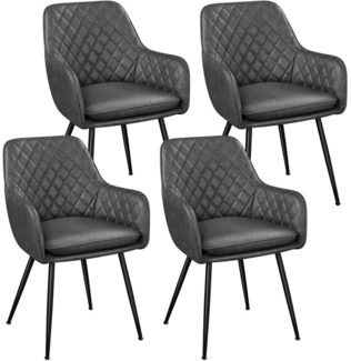 Yaheetech Esszimmerstuhl Küchenstühle (4 St), Stuhl-Set Polsterstühle mit Armlehnen und Metallbeine