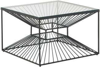 Kadima Design Quadratischer Couchtisch aus Glas und Metall, abstraktes Design, handgefertigt, Anti-Rutsch-Noppen. 55 x 55 x 36 cm