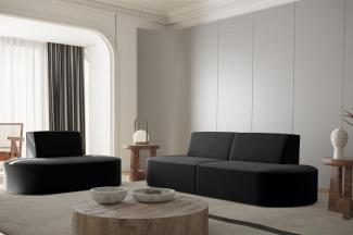 Sofaset Designersofa Set 2-1 MILOT in Stoff Opera Velvet Schwarz