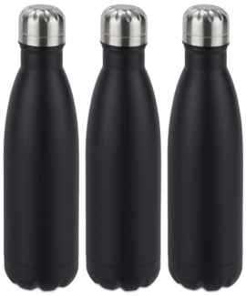 3 x Trinkflasche Edelstahl schwarz