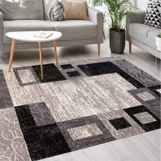 Mazovia Designteppich Modern Teppich Kurzflor Wohnzimmerteppich Robust und pflegeleicht GRAU, 80 x 150 cm, Fußbodenheizung, Allergiker geeignet, Farbecht, Pflegeleicht, Geometrisch