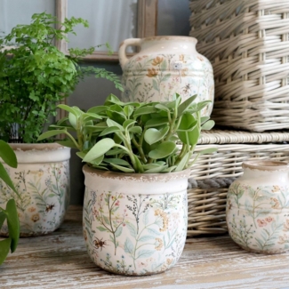 Annimuck Übertopf Chic Antique Maxime Übertopf mit Blumenmuster H14/D14,5 cm creme (1 St)