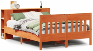 vidaXL Massivholzbett mit Regal ohne Matratze Wachsbraun 150x200 cm 3323181