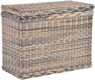 Krines Home Wäschesortierer Rattan Wäschekorb 3 Fächer Wäschesammler Wäschesortierer Unterteilung, mit Deckel und drei Unterteilungen