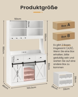 MSMASK Küchenbuffet Küchenschrank Sideboard Mehrzweckschrank mit LED-Beleuchtung (1-St)