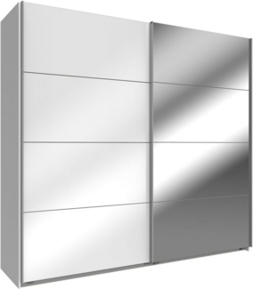 Kleiderschrank Easy Plus 225x65x210cm Schwebetürenschrank weiß / weißglas Spiegel