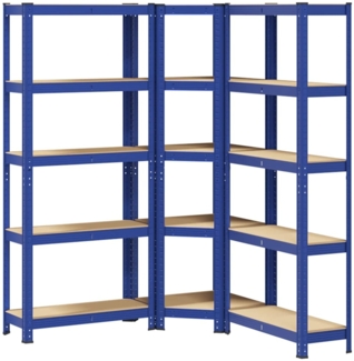 vidaXL Regal-Set 5 Böden 3-tlg. Blau Stahl & Holzwerkstoff 3307620