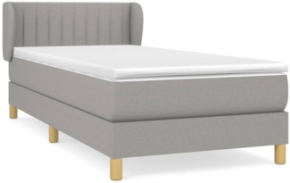 vidaXL Boxspringbett mit Matratze Hellgrau 90x190 cm Stoff 3126925