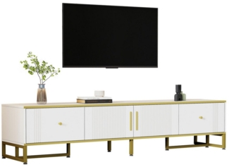HAUSS SPOLE Lowboard mit goldener Umrandung, 2 Türen, 2 Schubladen, verstellbaren Füßen (Fernsehtisch, TV-Ständer, 1 St, 2 Türen, 2 Schubladen), mir verstellbaren Füßen und Kabelmanagement
