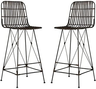 SAFAVIEH Modern Set of 2 Bar & Counter Stools, in Brown and Black