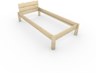 Pfostenbett "metallarm" Fichte Holzbett "Daybett" 90 x 190cm 38cm Einzelbett