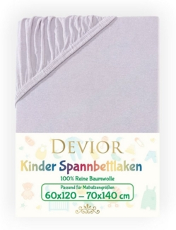 Devior Spannbettlaken Kinder Spannbetttuch 60x120 - 70x140 cm Bettlaken Tuch 100% Baumwolle, Jersey, Gummizug: Rundumgummizug, Matratzen Bezug bis 12cm Matratzenhöhe