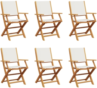 vidaXL Gartenstühle 6 Stk. Klappbar Cremeweiß Stoff und Massivholz 3214575