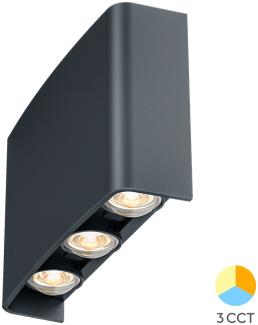 LED Wandleuchte Außen Anthrazit Strahler 6X1W UP&Down Außenwandleuchte CCT 3In1 IP65